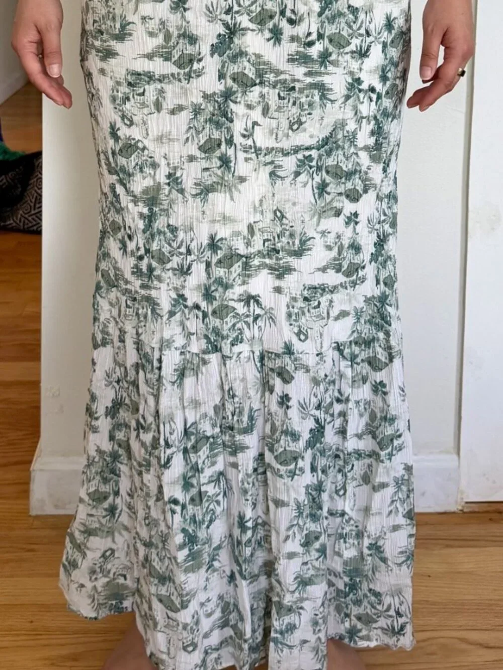 Green Crinkle Textured Cutout Abercrombie Maxi Dress Floral Print